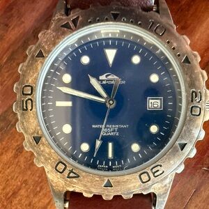 Quiksilver Navy Dive Watch with Brown Strap